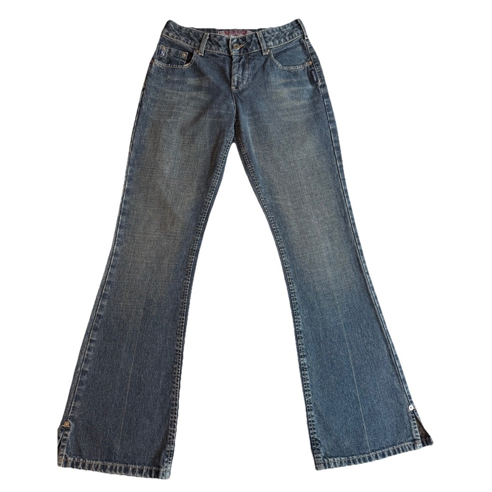 Y2K Silver Jeans Dirty Wash Bootcut Flare Denim Sz 27x30 Grunge Edgy Rocker 90s